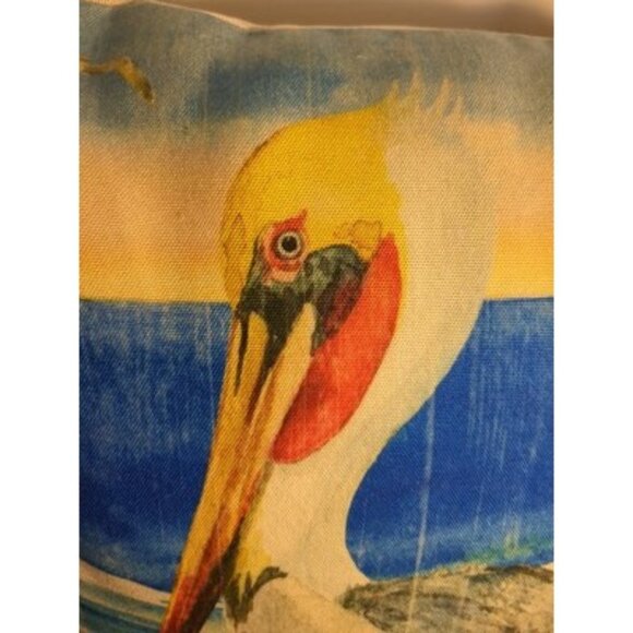 Pier 1 imports aquatic beach W/crane throw pillow indoor outdoor 20”x20” New - Picture 9 of 10